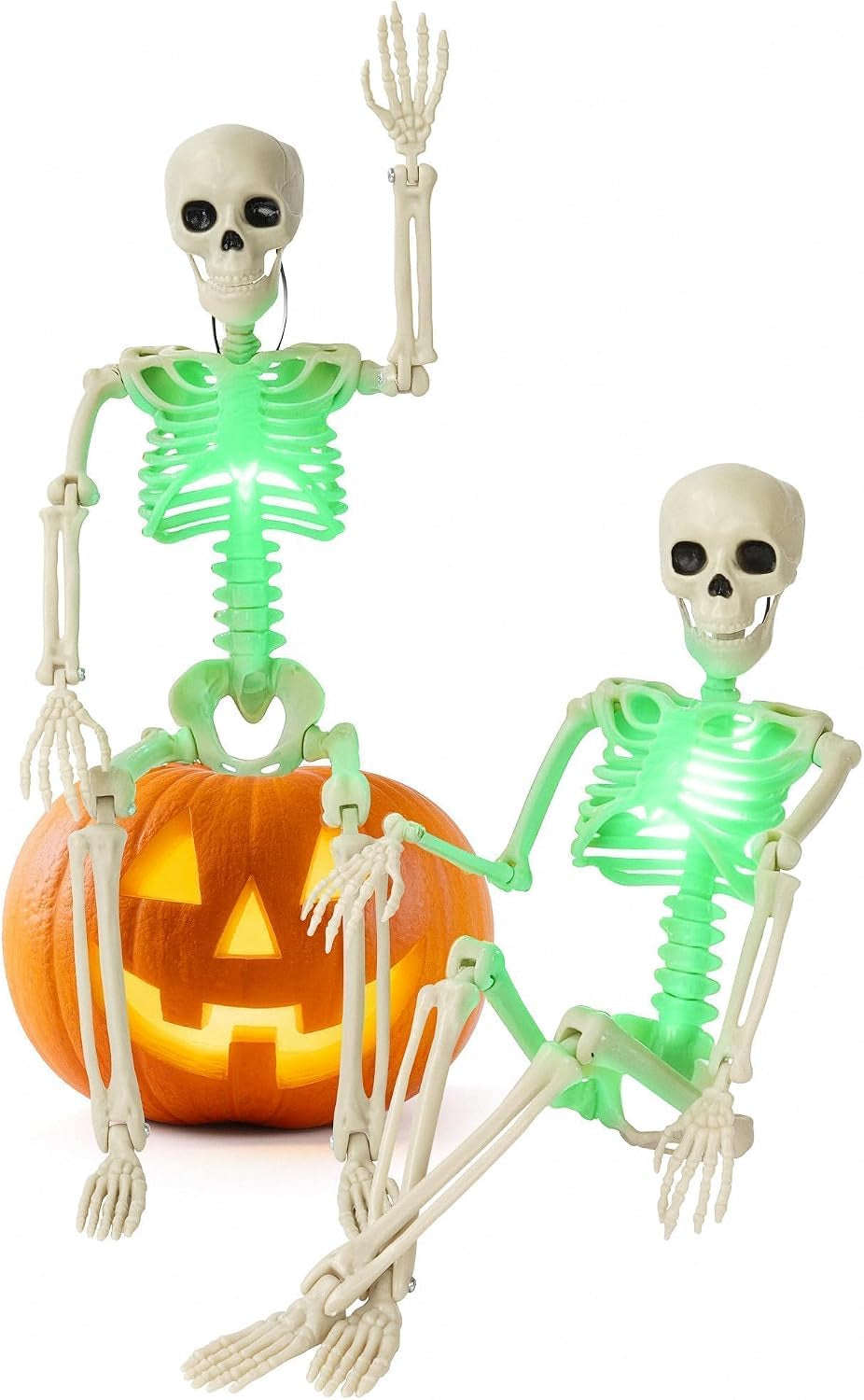 16" Light-Up Posable Skeletons (Set of 2)