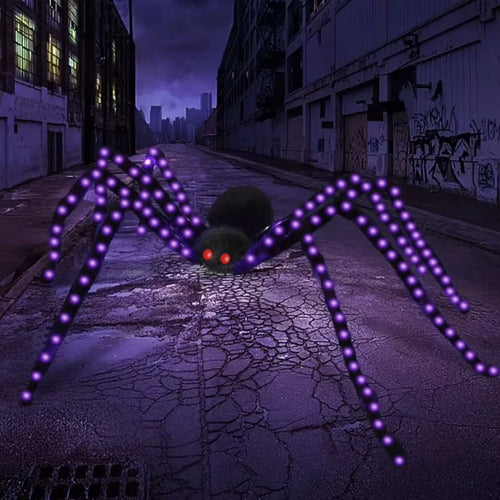 Giant 5FT (150cm) Halloween Lighted Spider – Ultra-Bright Purple Glow Outdoor Decor