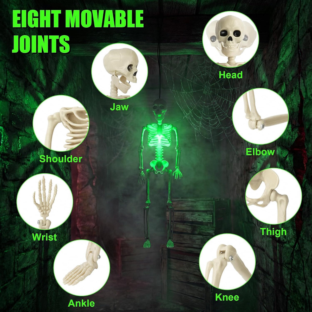 16" Light-Up Posable Skeletons (Set of 2)