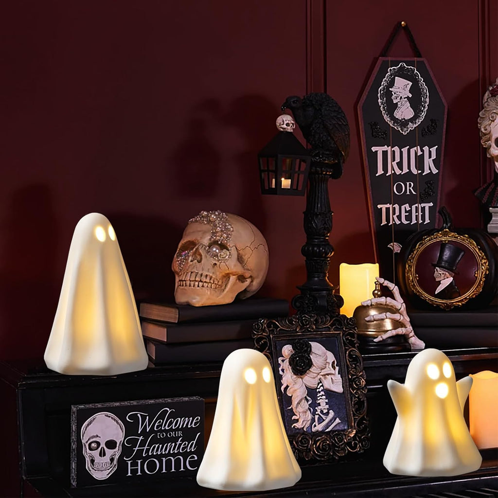Light-Up Ceramic Ghost Halloween Tabletop Decor