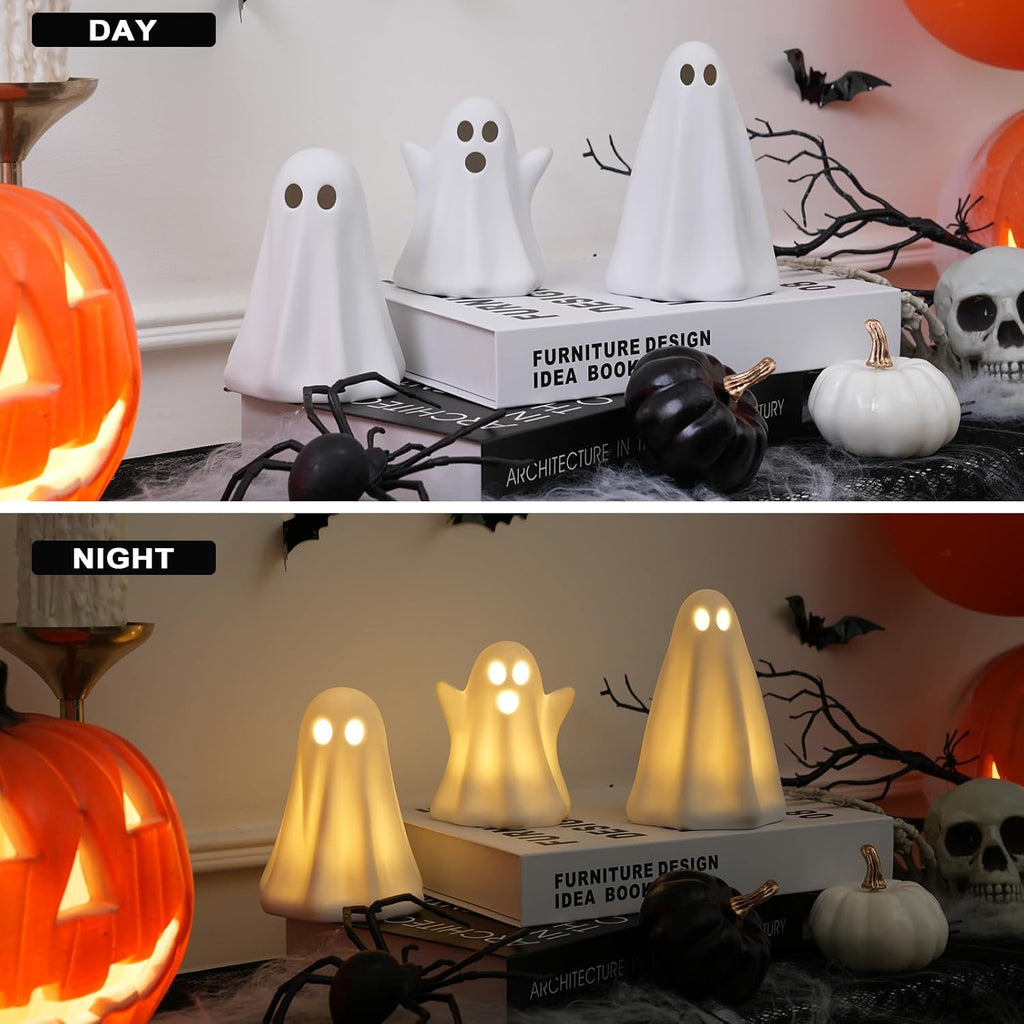 Light-Up Ceramic Ghost Halloween Tabletop Decor