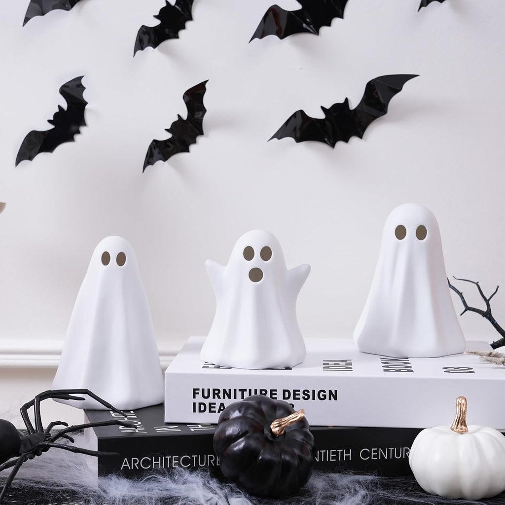 Light-Up Ceramic Ghost Halloween Tabletop Decor