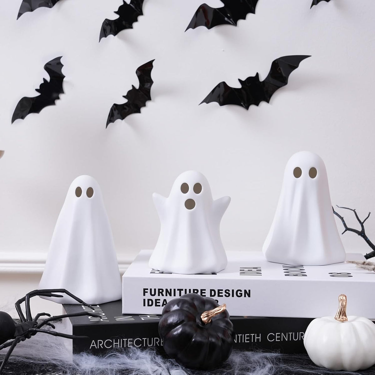 Light-Up Ceramic Ghost Halloween Tabletop Decor