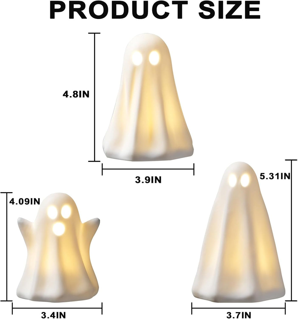 Light-Up Ceramic Ghost Halloween Tabletop Decor