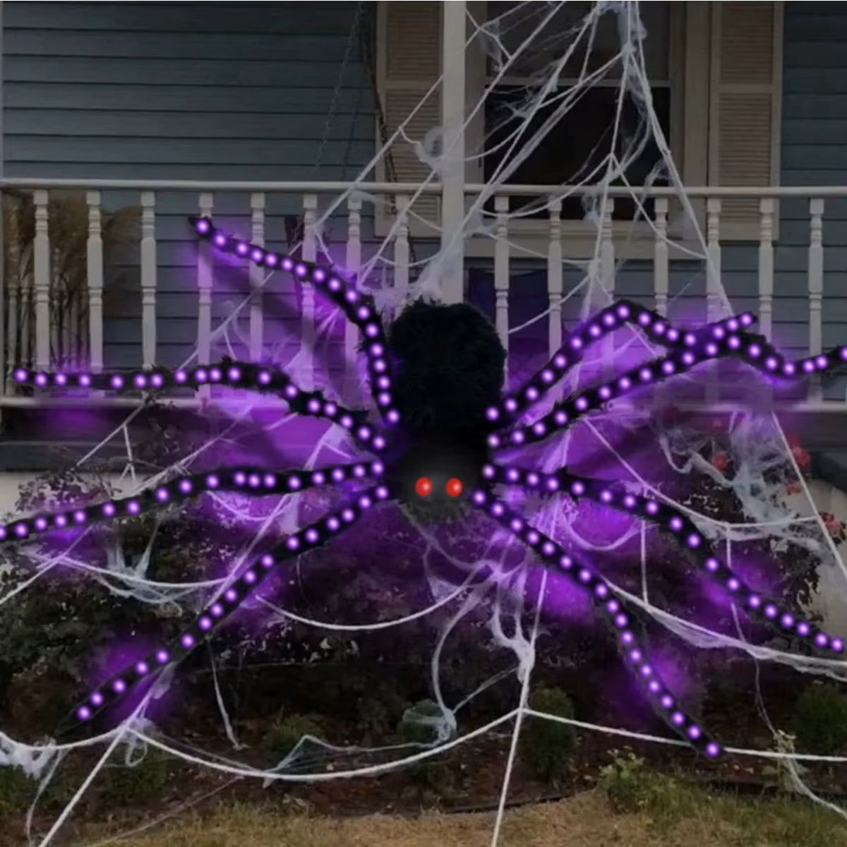 Giant 5FT (150cm) Halloween Lighted Spider – Ultra-Bright Purple Glow Outdoor Decor
