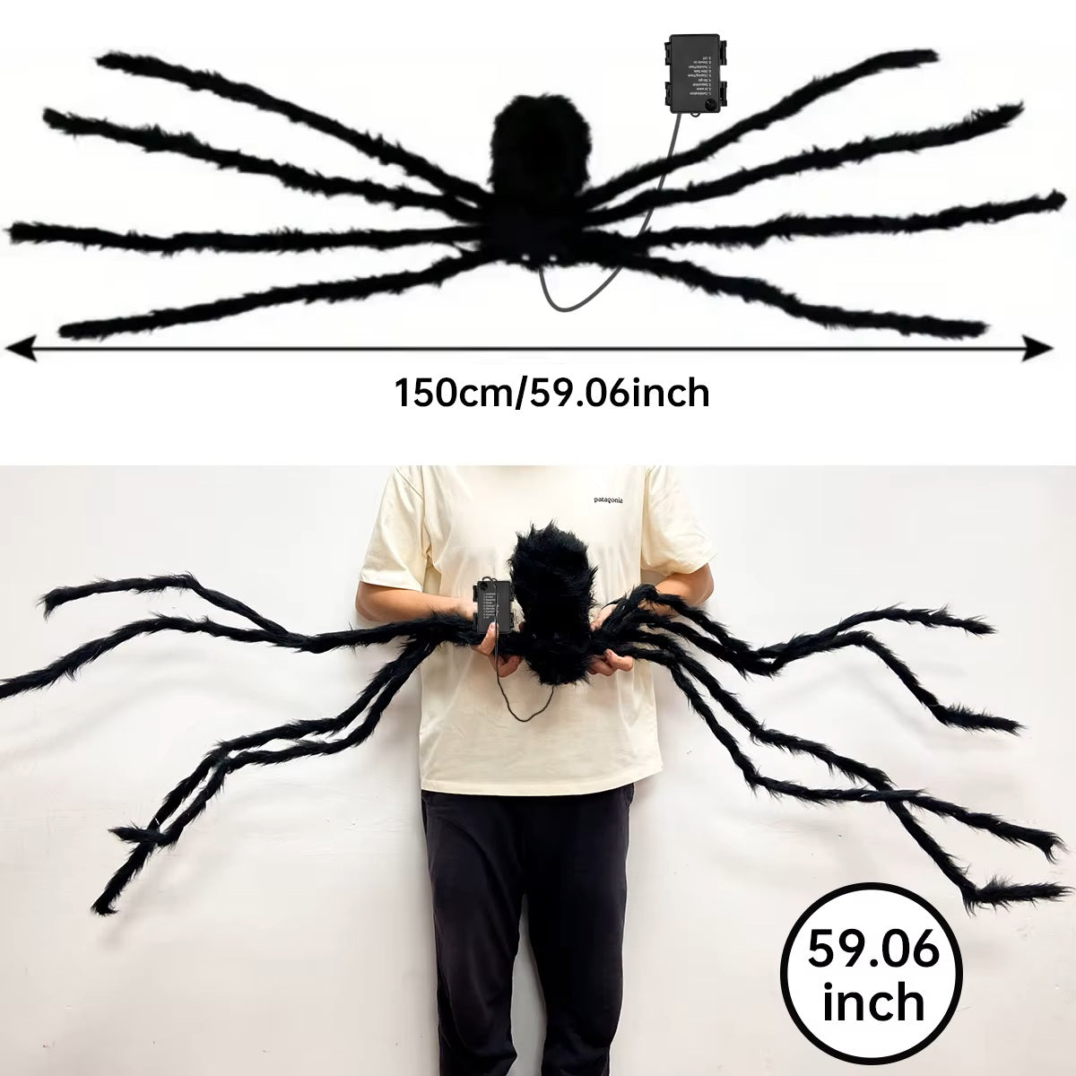 Giant 5FT (150cm) Halloween Lighted Spider – Ultra-Bright Purple Glow Outdoor Decor