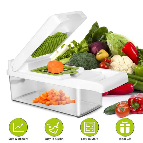 12-in-1 Multifunctional Vegetable Chopper & Slicer with Container