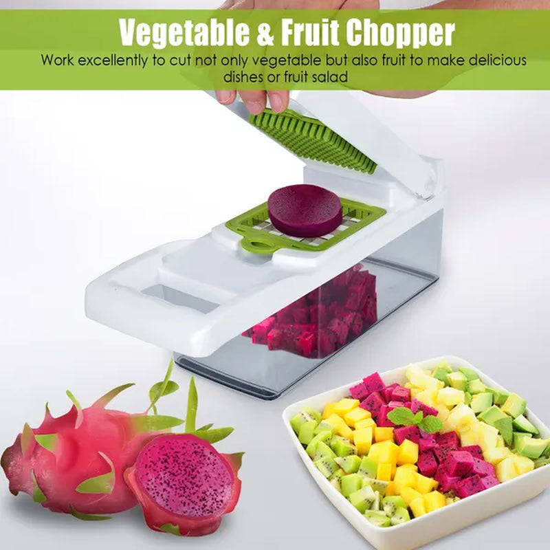 12-in-1 Multifunctional Vegetable Chopper & Slicer with Container