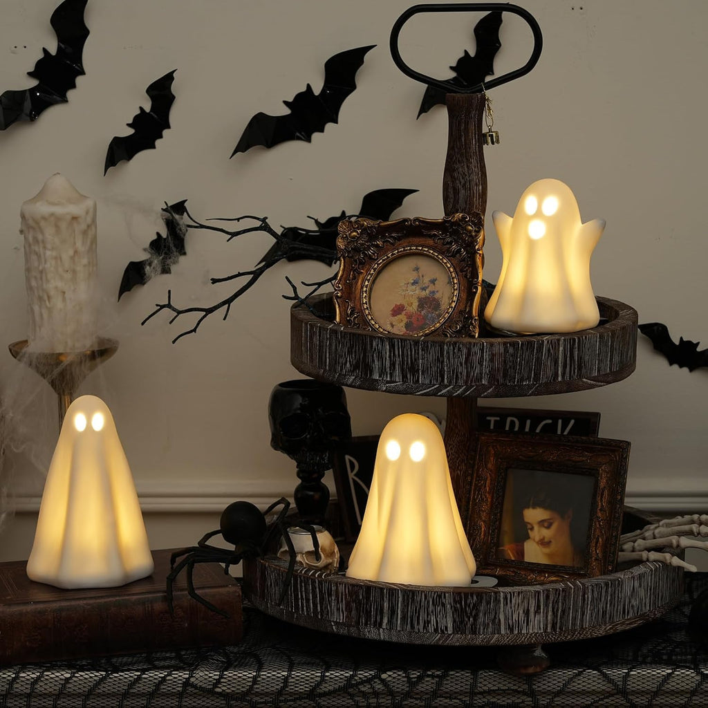 Light-Up Ceramic Ghost Halloween Tabletop Decor