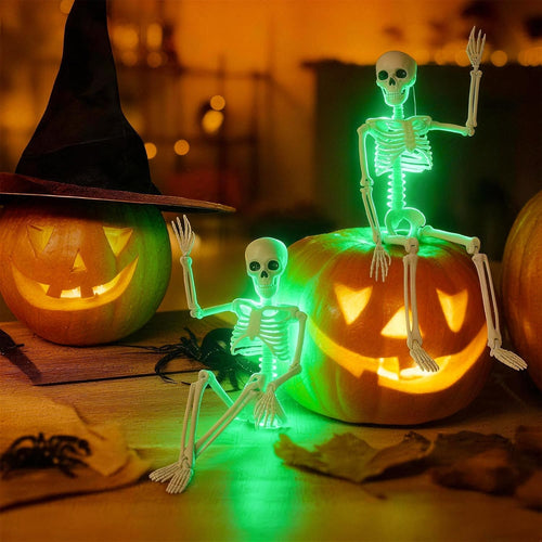 16" Light-Up Posable Skeletons (Set of 2)