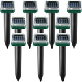 Solar Powered Ultrasonic Mole Repellent Stakes (Outdoor Pest & Gopher Deterrent, Waterproof) - Pack of 10